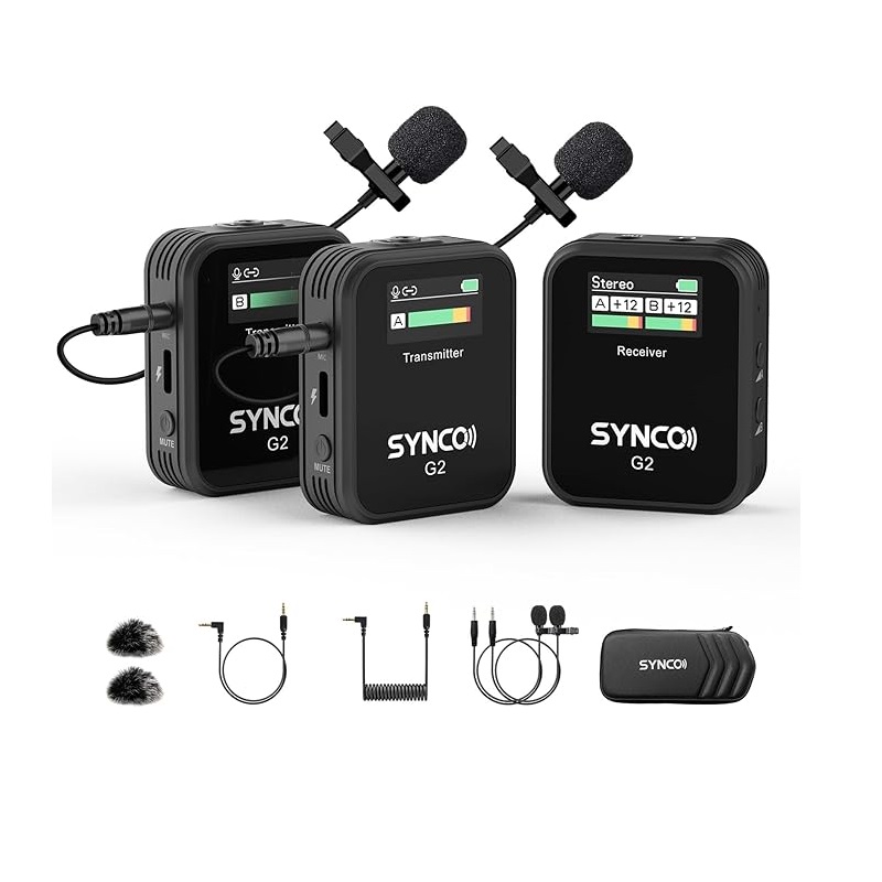 Condenser Microphone Kit - SYNCO Microfono lavalier wireless, G2(A2) 2.4G