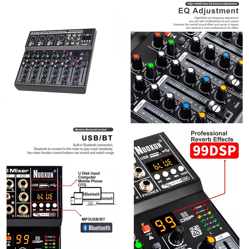 Audio Interface - Mixer Audio Professionale a 6 Canali