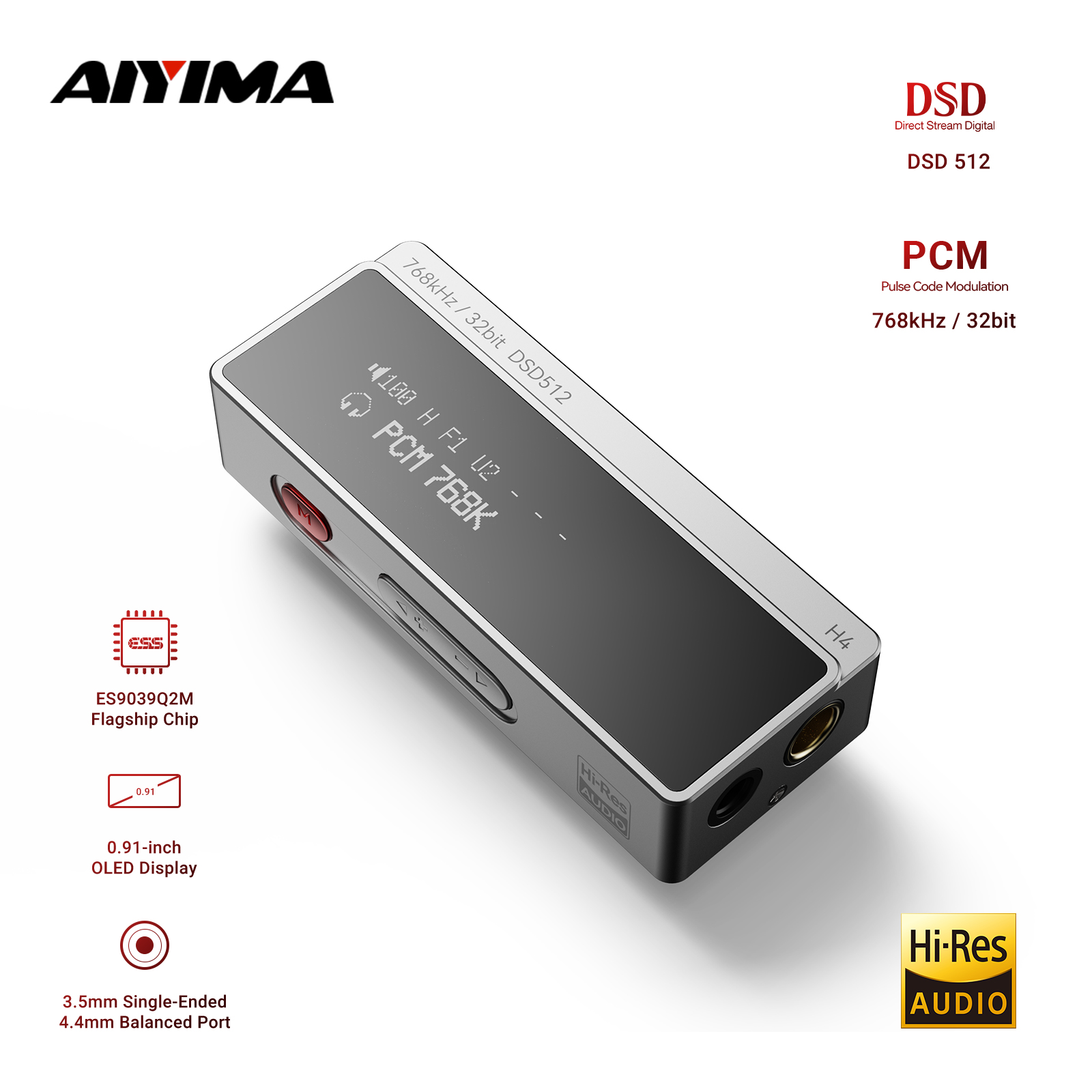 Es9018 Dac - AIYIMA H4 Amplificatore per Cuffie Portatile