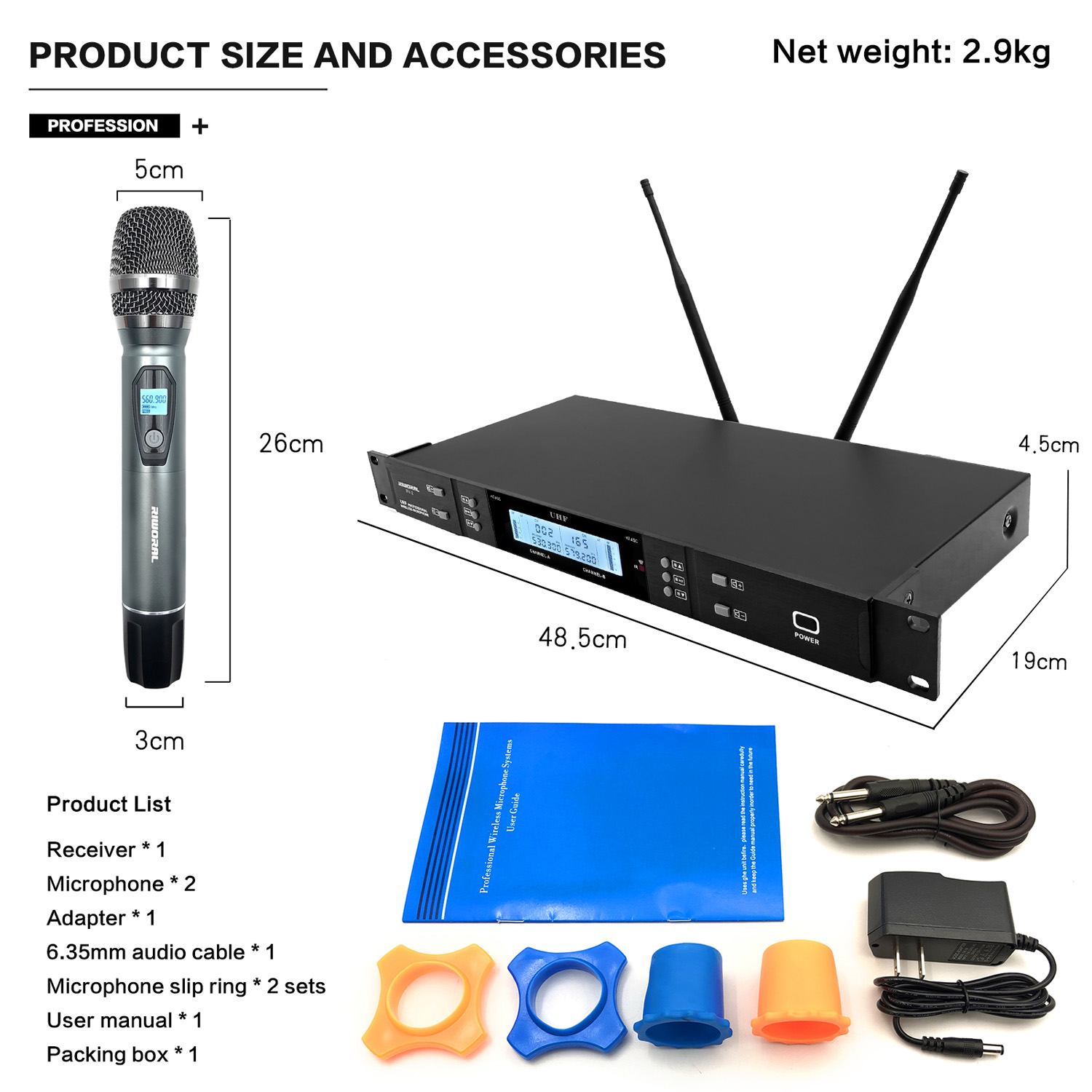 Condenser Microphone Kit - 2026 RV-2 Microfono karaoke wireless FM
